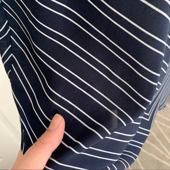 Maurices Navy Striped Short Sleeve Sheer Blouse - Picture 4 of 8